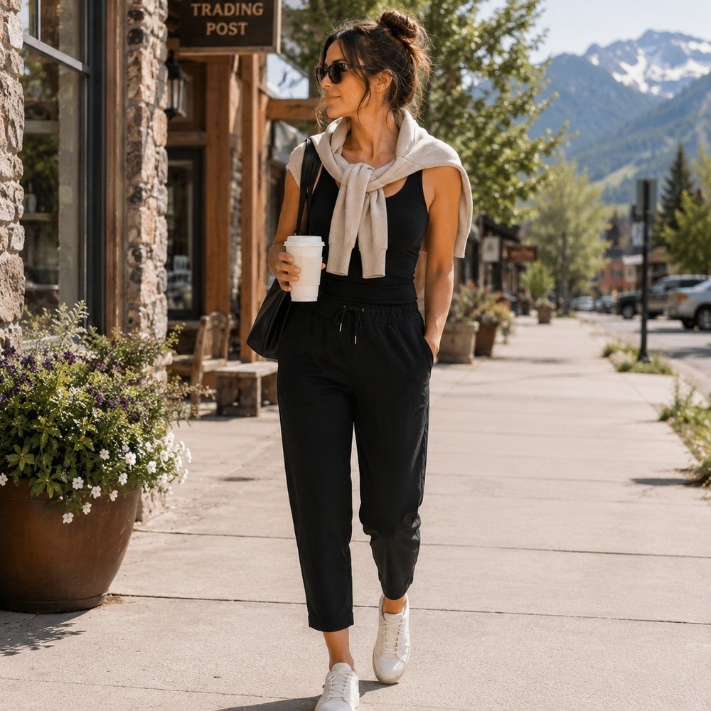 Lululemon On The Fly Crop Travel Woven Pants Black 23" Work Career Office Size 8